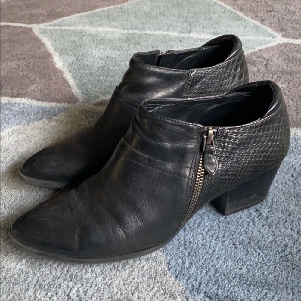 Black Franco Sarto Zipper Ankle Boots